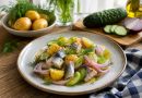 Suvine salat heeringa, värske kartuli ja värskelt hapendatud kurkidega: lihtne, toitev ja maitsvam kui paljud piduroad Suvine salat heeringa, värske kartuli ja värskelt hapendatud kurkidega: lihtne, toitev ja maitsvam kui paljud piduroad