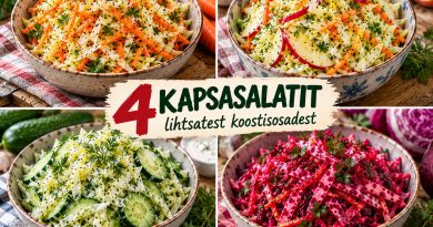 4 KAPSASALATIT LIHTSATEST KOOSTISOSADEST: KRÕMPSUVAD, VÄRSKED JA LIHTSALT VALMIVAD 4 KAPSASALATIT LIHTSATEST KOOSTISOSADEST: KRÕMPSUVAD, VÄRSKED JA LIHTSALT VALMIVAD